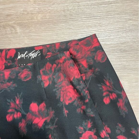 Lord & Taylor Red Black Draped Floral Skirt - Picture 4 of 7